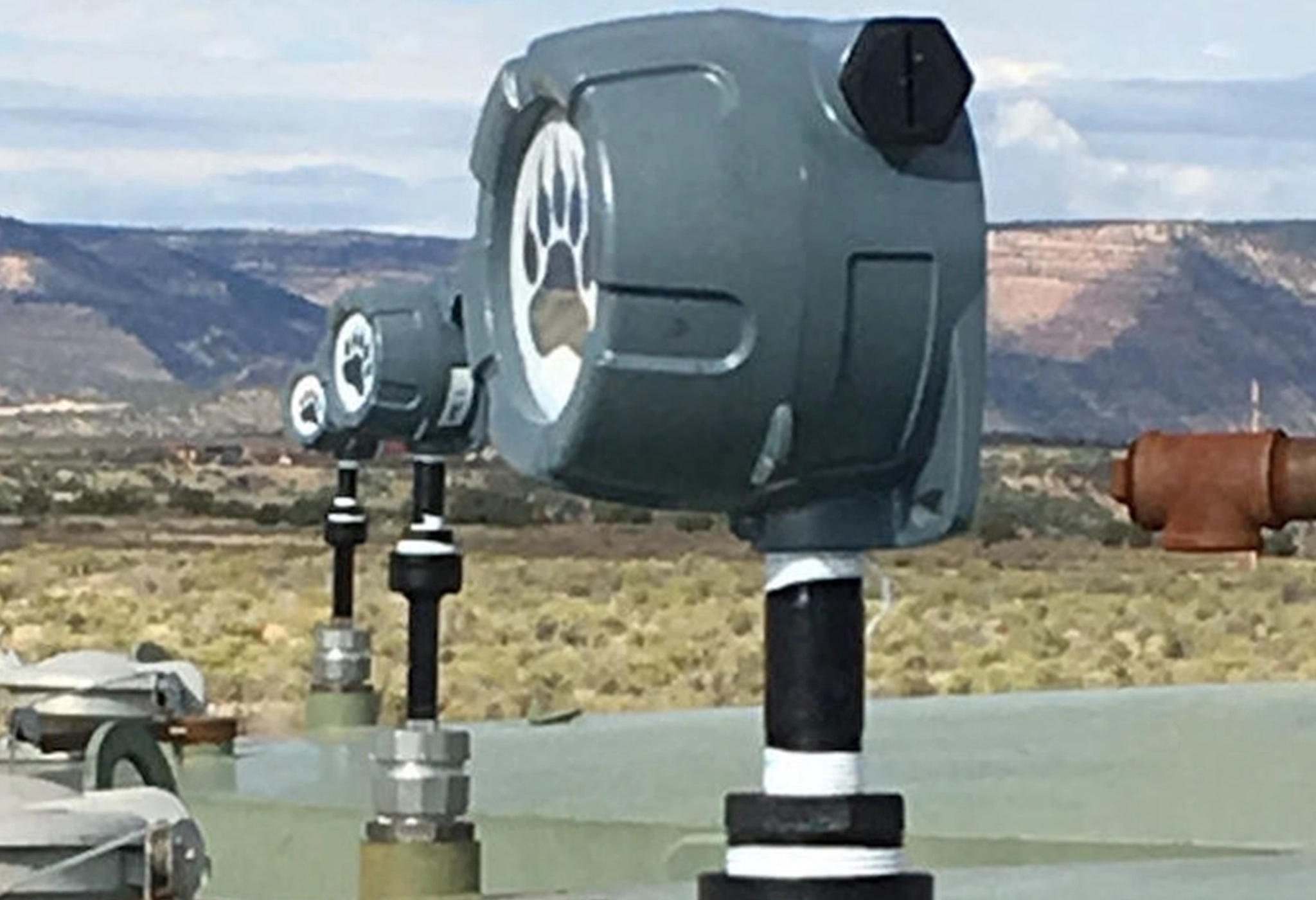 Photo of Spectra Symbol's Kodiak Instruments MagnetoPot sensors installed in oil reserviors